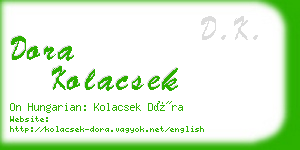 dora kolacsek business card
